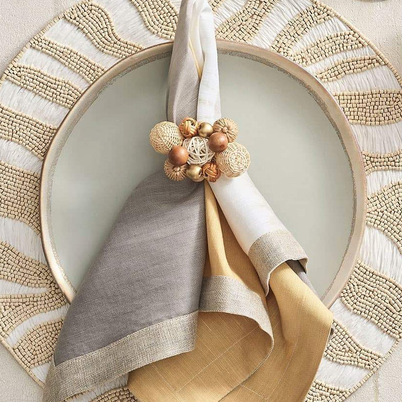 Islands Rattan Napkin Ring Sets - Nautical Luxuries