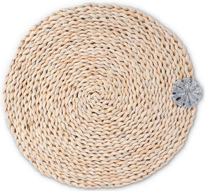 Twisted Seagrass Coastal Sand Dollar Placemats & Napkin Rings - Nautical Luxuries