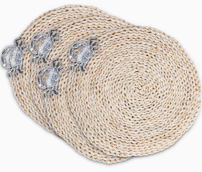 Twisted Seagrass Coastal Crab Placemats & Napkin Rings - Nautical Luxuries