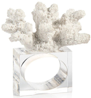 Square-Based White Coral Napkin Rings - Nautical Luxuries