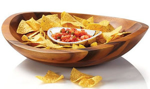 Braid Rope Acacia Wood Chip & Dip Set - Nautical Luxuries
