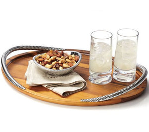 Braid Rope Acacia Wood Serving Tray - Nautical Luxuries