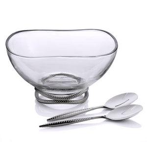 Braid Rope Glass Salad Bowl Set - Nautical Luxuries