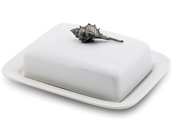 Seashell Stoneware Gourmet Butter Dish - Nautical Luxuries