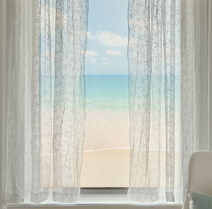 Sea Splash Starfish Sheer Curtains - Nautical Luxuries