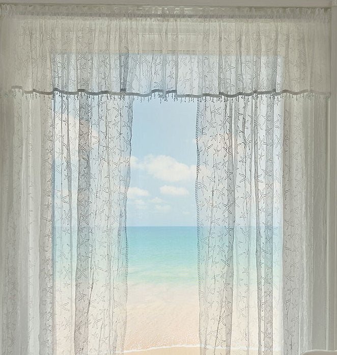 Sea Splash Starfish Sheer Curtains - Nautical Luxuries