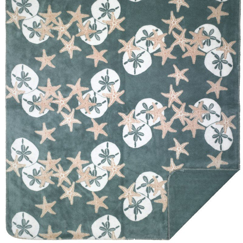 Luxury  Double-Plush Starfish & Sand Dollar Coastal Throw - Nautical Luxuries