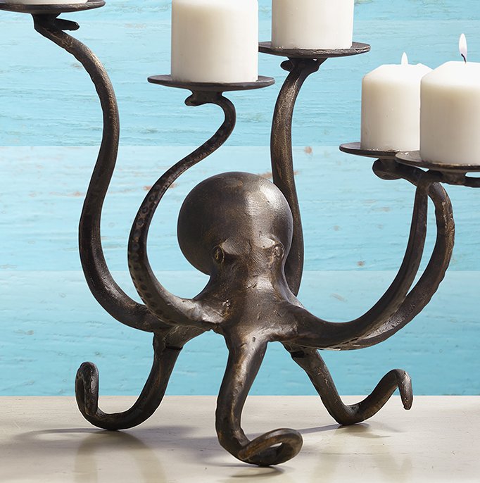 Denizen of the Deep Pillar Candle Centerpiece - Nautical Luxuries