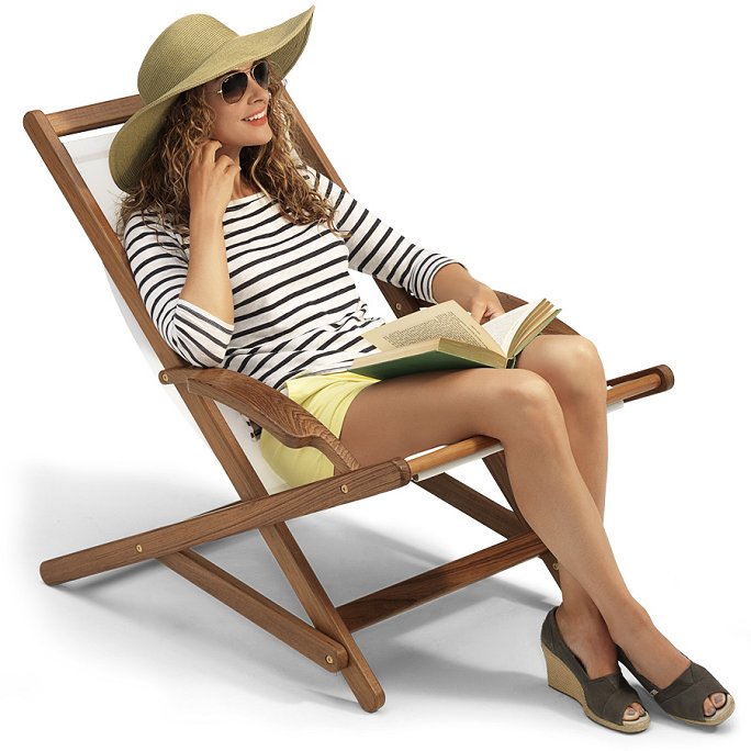 Yachting Teak Collection Sling Sun Chair - Nautical Luxuries