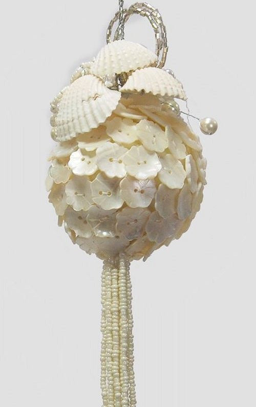 Vintage Pearly White Beaded 4-Pc. Ornament Set - Nautical Luxuries