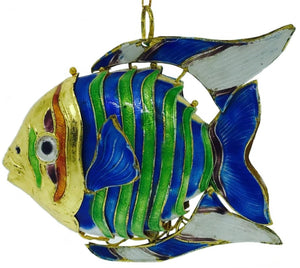 Cloisonne Enamel Articulated Tropical Reef Fish Ornament Set - Nautical Luxuries