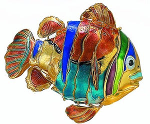 Cloisonne Enamel Articulated Tropical Reef Fish Ornament Set - Nautical Luxuries