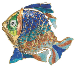 Cloisonne Enamel Articulated Tropical Reef Fish Ornament Set - Nautical Luxuries