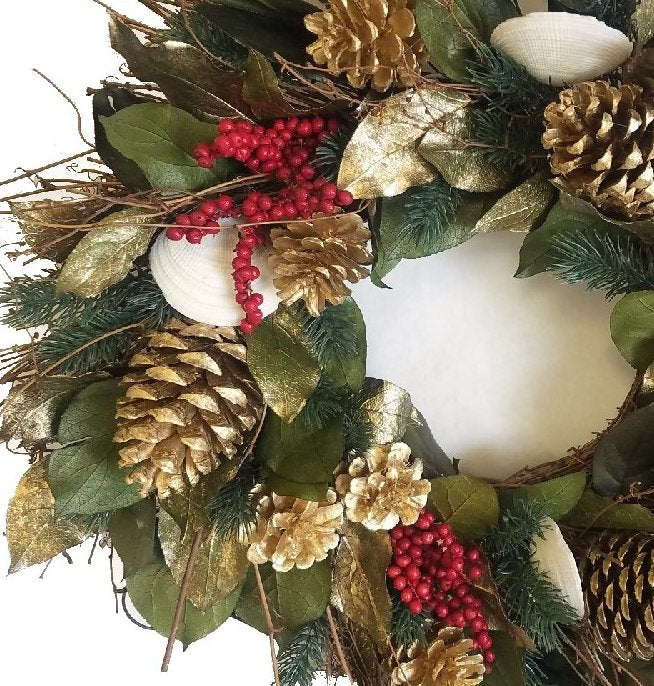 Golden Shores Preserved Holiday Wreath - Nautical Luxuries