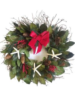 Holiday Starfish Preserved Coastal Wreath - Nautical Luxuries
