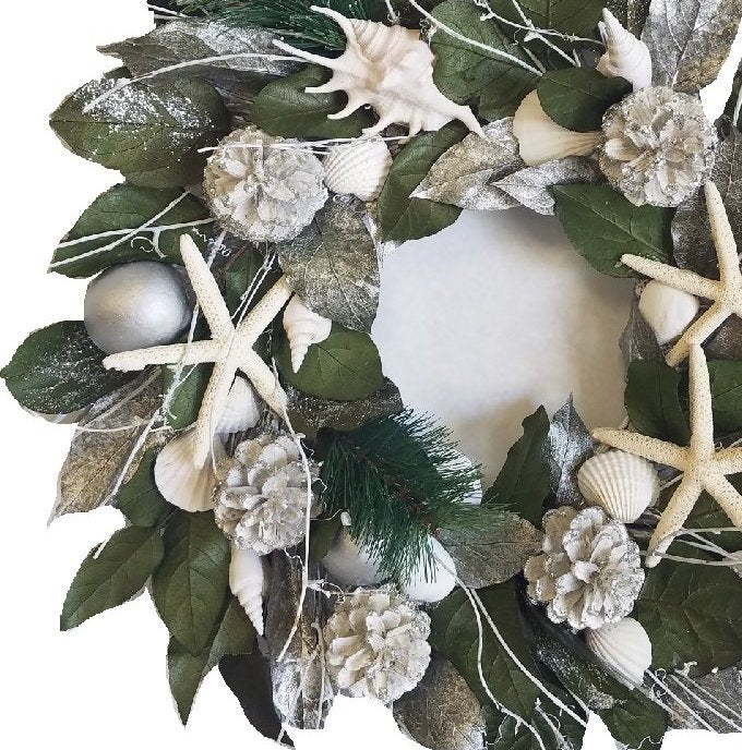 Silver Seashore Preserved Coastal Wreath - Nautical Luxuries