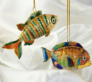 Cloisonne Enamel Articulated Tropical Fish Ornament Set - Nautical Luxuries