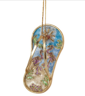 Cloisonne Enamel Flip Flop Ornament Set - Nautical Luxuries