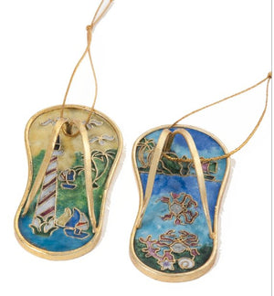 Cloisonne Enamel Flip Flop Ornament Set - Nautical Luxuries