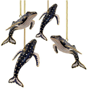 Cloisonné Humpback Whale Ornament Set - Nautical Luxuries