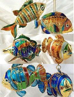 Cloisonne Enamel Articulated Tropical Fish Ornament Set - Nautical Luxuries