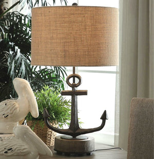 Rustic Anchor Table Lamp - Nautical Luxuries