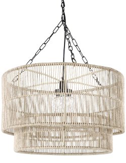 Indoor/Outdoor Open Weave Drum Pendants - Nautical Luxuries