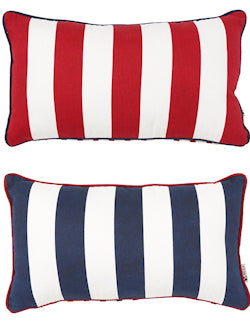 Euro Coastal Nautical Stripes Lumbar Pillow Set - Nautical Luxuries