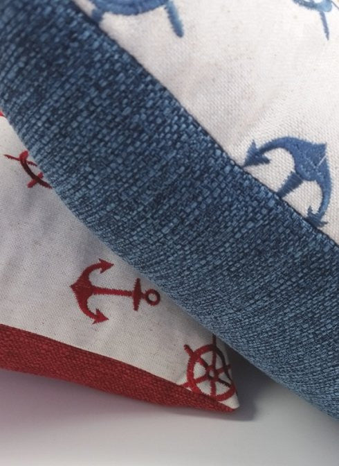 Embroidered Anchors Throw Pillows - Nautical Luxuries