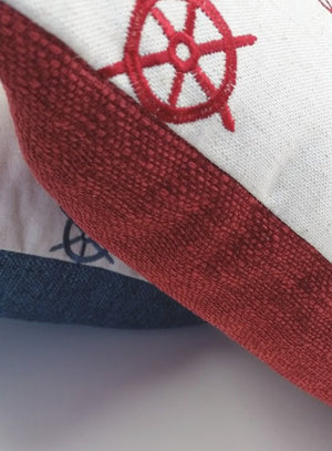 Embroidered Anchors Throw Pillows - Nautical Luxuries