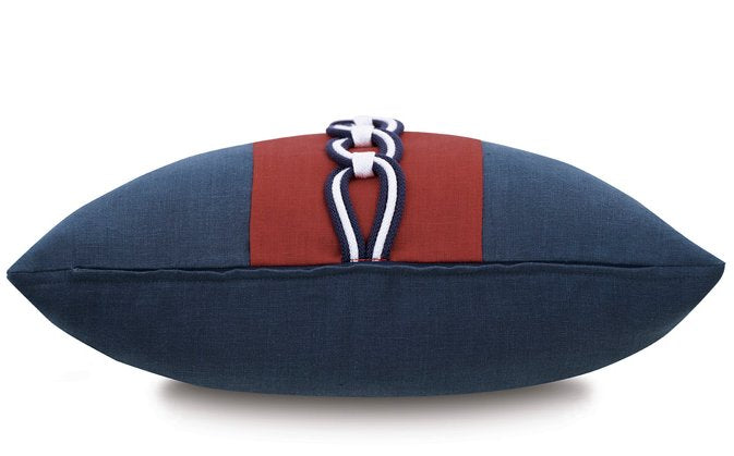Rope Chain Trim Linen Accent Pillow - Nautical Luxuries