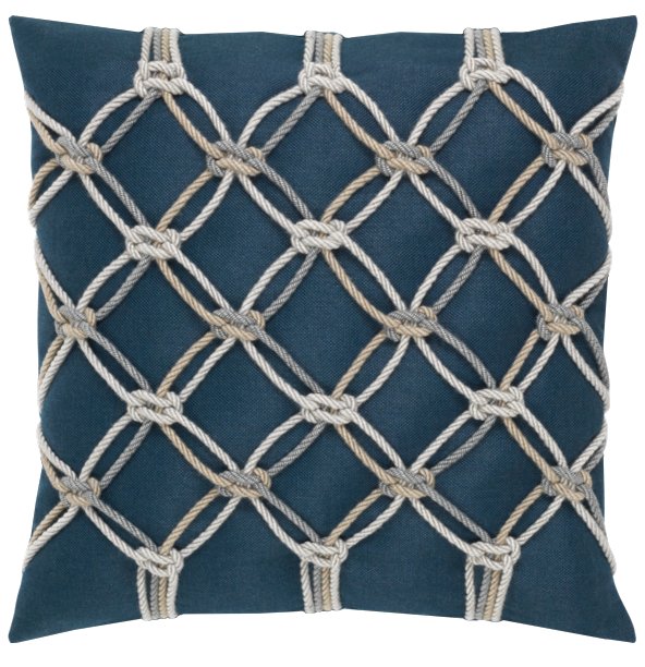 Indigo Knotted Rope Net Sunbrella® Outdoor Pillows - Nautical Luxuries