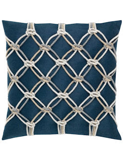 Indigo Knotted Rope Net Sunbrella® Outdoor Pillows - Nautical Luxuries