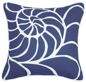 Blue Lagoon Nautilus Shell Print Pillow - Nautical Luxuries