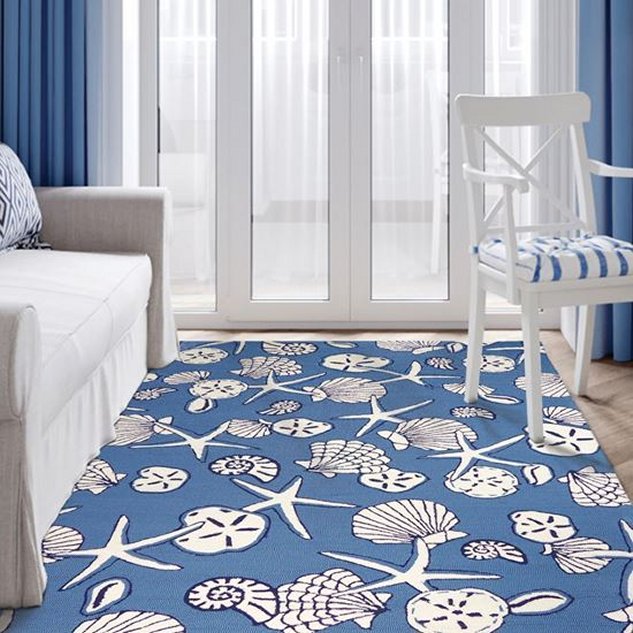 Seashell Spray Hand-Hooked Indoor/Outdoor Rugs - Nautical Luxuries