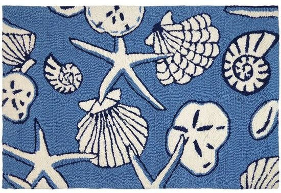 Seashell Spray Hand-Hooked Indoor/Outdoor Rugs - Nautical Luxuries