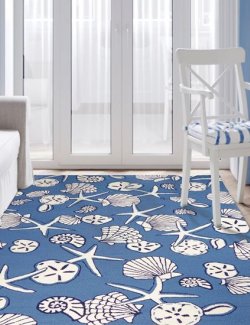 Seashell Spray Hand-Hooked Indoor/Outdoor Rugs - Nautical Luxuries