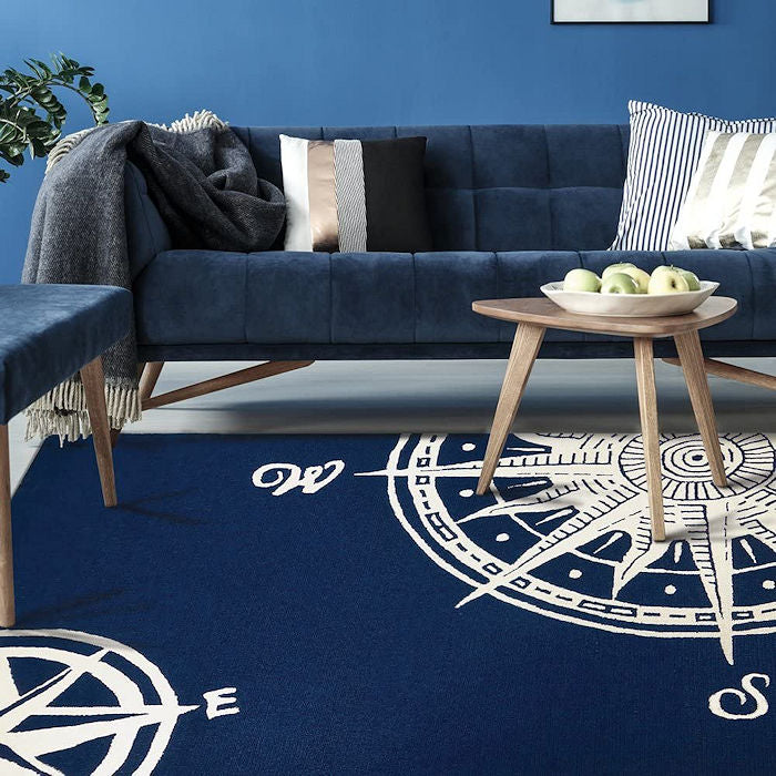 Nautical Compass Hand-Tufted Indoor/Outdoor Mats & Rugs - Nautical Luxuries