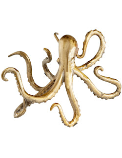 Gilded Denizen Of The Deep Shelf Edge Sculpture - Nautical Luxuries