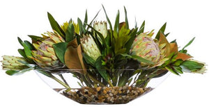 Tropical Gem Protea & Ginger Yacht Silks Centerpiece Arrangement - Nautical Luxuries