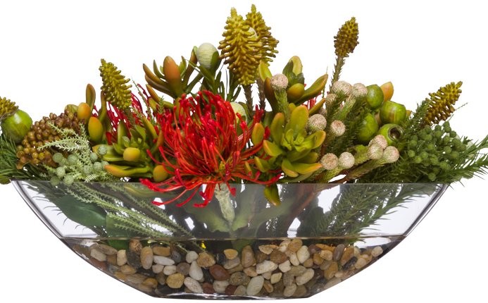 Tropical Blooms Yacht Silks Low Centerpiece Arrangement - Nautical Luxuries