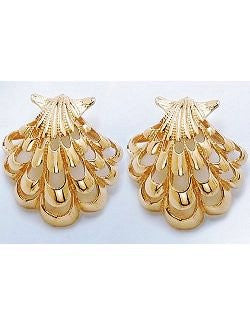 14k Gold Filigree Scallop Shell Earrings - Nautical Luxuries
