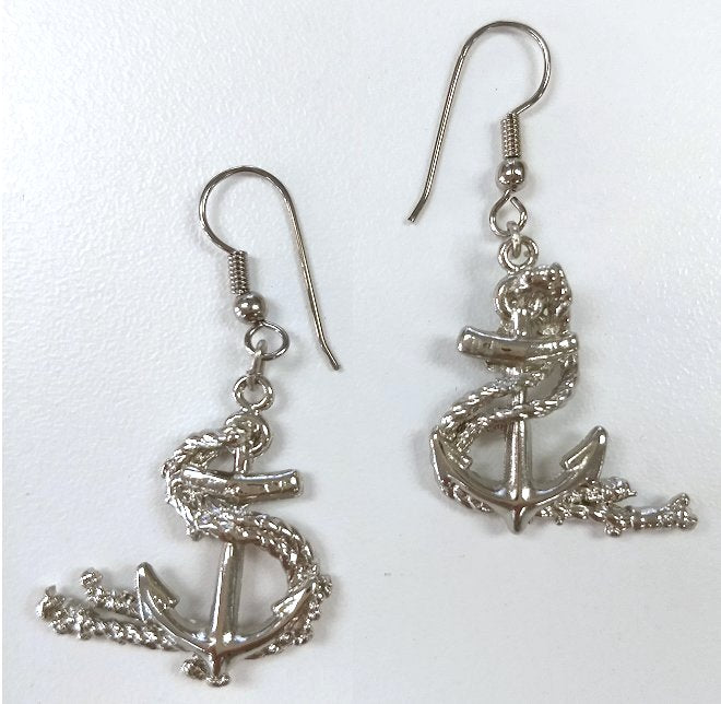 Rope Entwined Anchor Hoop Earrings - Nautical Luxuries