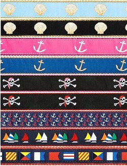 Nylon Web Coastal & Nautical Pet Collars - Nautical Luxuries