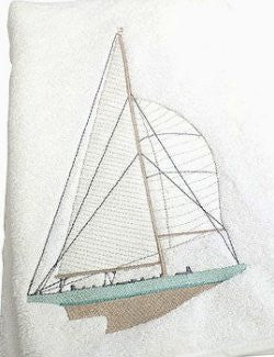 Sailing Yacht Embroidered Towels - Nautical Luxuries