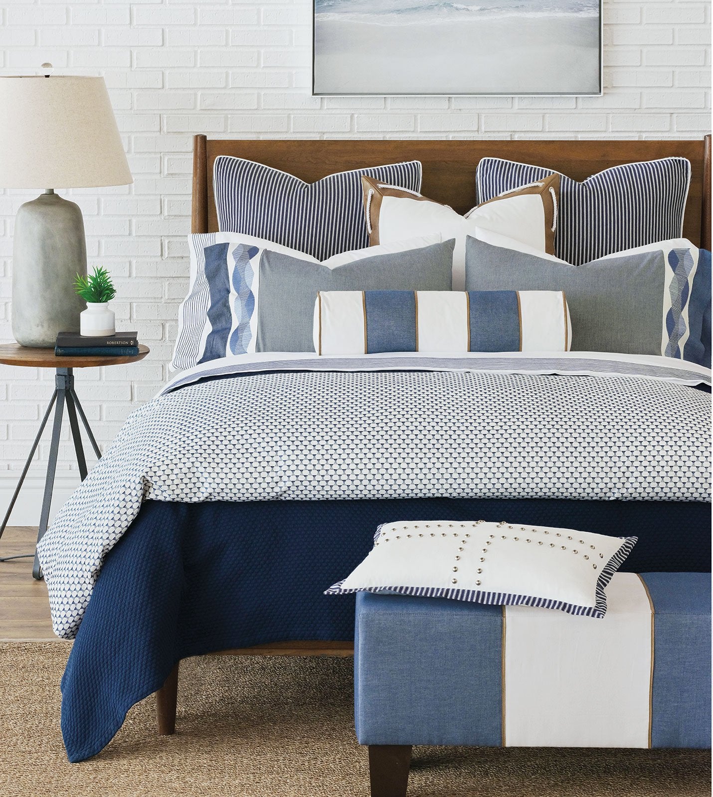 Bristol Beach Denim Coastal Bedding Set - Nautical Luxuries